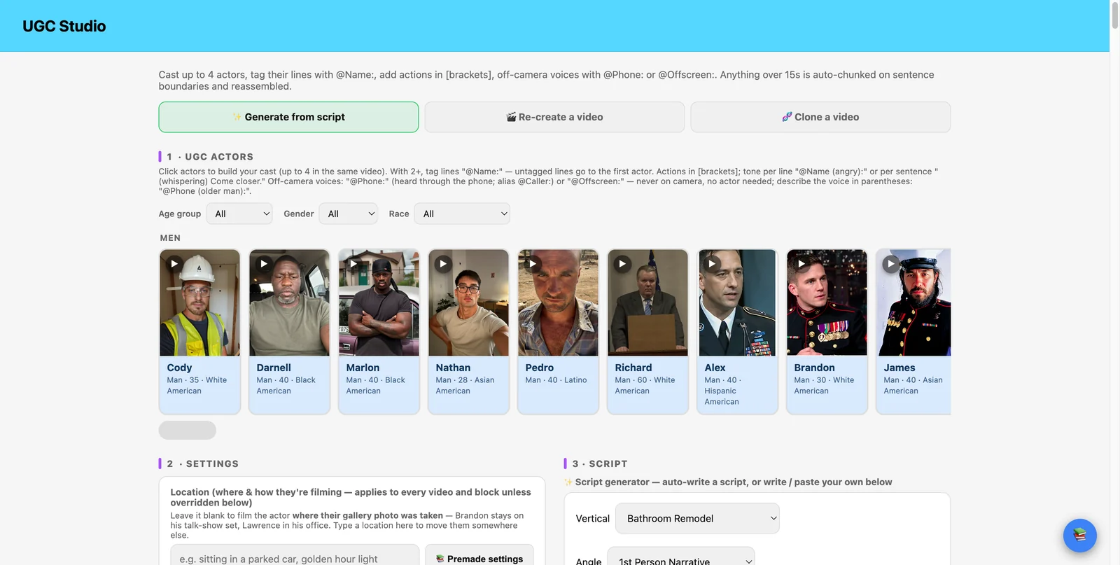 The AI and UGC Creative Suite module inside the platform.